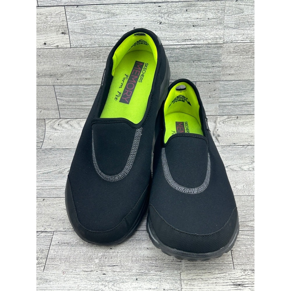 Skechers GoWalk Form Fit Black Neon‎ Memory Foam Slip On Shoes 13756EW Women 8.5